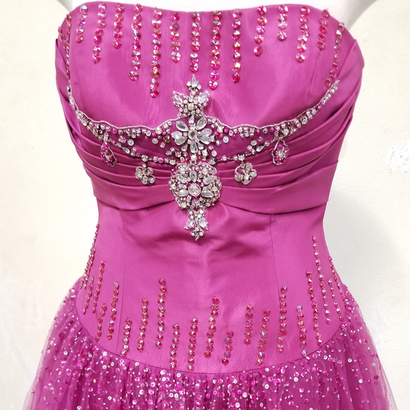 Hand Decorated Fuchsia Formal Dress/Evening Gown - Picture 2 of 6